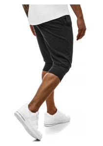 Dettaglio dei pantaloncini jogger grigio scuro slim fit con tasche e coulisse in vita