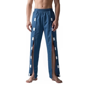Pantalon de soin bleu marine pour homme avec boutons pression latéraux et taille élastique