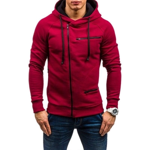 Men's Slim Fit Hooded Cardigan Sweatshirt Jacket Polyester Blend Multi-Zipper Contrast Drawstring Casual Athletic Outerwear Top