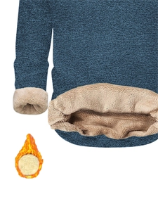 Detail of navy blue textured knit jacket with thick beige sherpa fleece lining for warmth
