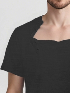 Detail view of adaptive shoulder surgery shirt with side snap buttons in black fabric