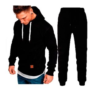 Ensemble de Sport Décontracté pour Hommes Top And Bottom Sweat à Capuche et Pantalon Couleur Unie pour Fitness Extérieur