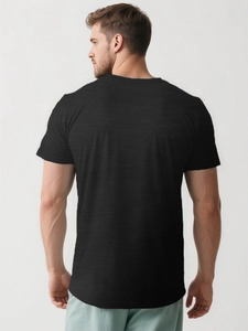Detailed back view of men's adaptive recovery shirt featuring snap buttons on shoulders