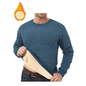 Men's thermal fleece sweatshirt in navy melange with thick warm lining texture