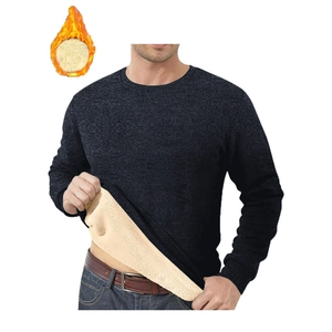 Men's thick fleece-lined jacket with stand collar and zipper, featuring a warm jacquard fabric
