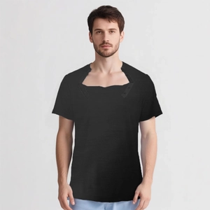 Men's Adaptive Post-Surgery Recovery T-Shirt With Shoulder Snaps Short Sleeve Cotton Blend Nursing Clothing For Patient