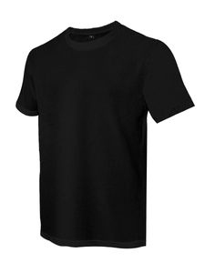 Detailaufnahme der Waffelstrick-Struktur und des verstärkten Ausschnitts beim Herren-T-Shirt