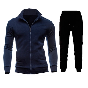 Herren Sportanzug Set mit einfarbiger Reißverschlussjacke mit Stehkragen und schmaler Jogginghose