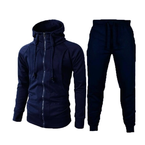 Survêtement de sport bleu marine pour homme avec veste à capuche en polaire et jogging