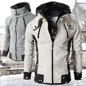 Herren Casual Kapuzenjacke Zip Up Hoodie Langarm Patchwork Lockere Passform Sweatshirt Mode Outwear Winter Herbst Mäntel