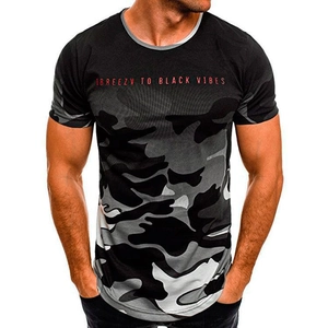 T-shirt camouflage slim pour homme avec imprimé Breezy To Black Vibes et col rond