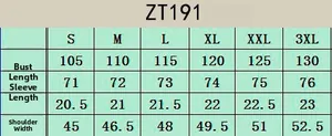 Guide des tailles polo homme à imprimé 3D avec mesures de poitrine et d'épaules pour ZT191