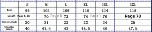 Detailed size chart for men's trendy short sleeve T-shirt with S to 3XL measurements