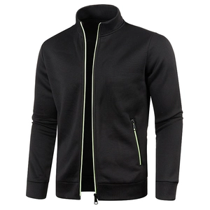 Men Stand Collar Full Zip Knitted Jacket Fleece Lined Casual Heathered Cardigan Sweater Outerwear For Winter Autumn Top