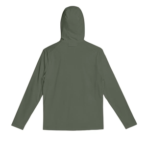Back view of men's lightweight army green sun protection jacket with breathable ice silk fabric