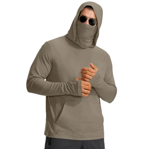 Men's ice silk sun protection jacket with integrated face mask and thumb hole cuffs