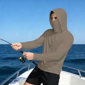 Men's ice silk sun protection jacket with integrated face mask for fishing