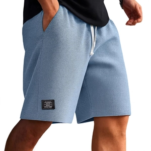Pantaloncini da Uomo in Maglia a Nido d'Ape Casual Sportivi Coulisse Vita Elastica Estivi Lunghezza Ginocchio Comodi Traspiranti