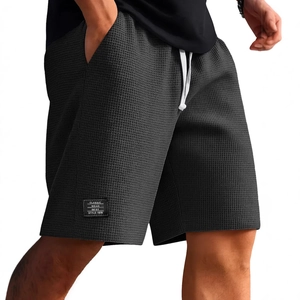 Pantaloncini casual da uomo grigio scuro con trama a nido d'ape e coulisse in vita