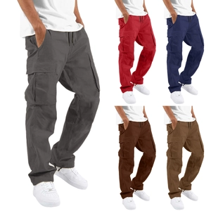 Pantalon cargo pour hommes en plusieurs couleurs avec cordon et grandes poches latérales