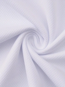 Close-up of breathable white mesh fabric with quick-dry texture for men's summer t-shirt