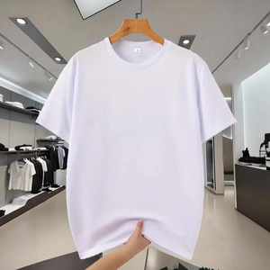 Men's white round neck breathable mesh T-shirt with comfortable summer sports fabric