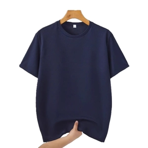 Men's navy short sleeve t-shirt with breathable honeycomb texture and crew neck