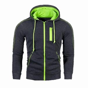 Felpa Con Cappuccio Uomo Casual Con Cerniera Misto Cotone Colore A Contrasto Full Zip Hoodie Con Tasche Per Sport E Quotidiano