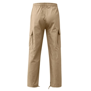 Détails du pantalon cargo kaki pour hommes avec cordons de serrage et poches à rabat