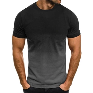 Camiseta de hombre con degradado gris, impresión 3D y diseño clásico de cuello redondo