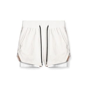 Men's sports shorts fake two piece quick dry fitness training running shorts white gym wear