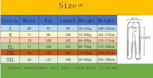 Detailed size guide for men's hoodies and sweatpants including waist and hip measurements