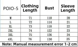 Tableau des tailles pour chemise en lin pour hommes avec longueur, buste et manches