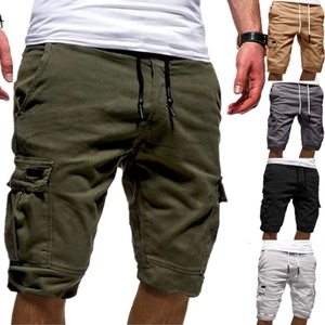 Pantaloni Cargo Casual da Uomo in Cotone Multi-Tasca Coulisse Elastico in Vita Streetwear Estivo Vestibilità Comoda al Ginocchio