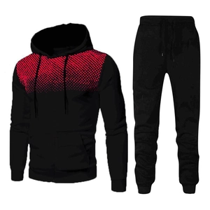 Survêtement homme noir avec dégradé de pois rouges sweat à capuche et pantalon de jogging