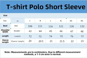 Tabella taglie per polo da uomo a righe con scollo a V da S a 3XL dettagli misure