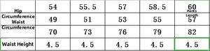 Size chart showing hip and waist measurements for men's hooded tracksuit pants