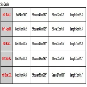 Detailed sizing chart for men's hooded casual t-shirt showing S to XXL dimensions