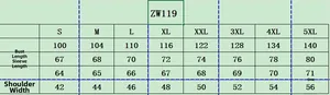 Detailed size chart for men's winter knit cardigan showing measurements from S to 5XL