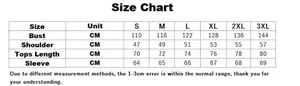 Detailed size guide table for men's hooded sweatshirt featuring S to 3XL measurements in CM
