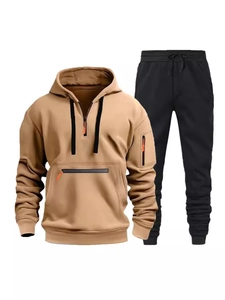 Uomo Felpa con Cappuccio Pantaloni Jogger Casual Sportivo Activewear Multitasche Outdoor Top E Pantaloni Autunno Moda Vestiti