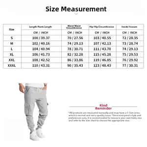 Tableau des tailles détaillé pour ensemble veste tactique et pantalon cargo homme