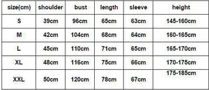 Detailed size guide table for women's two-piece tracksuit showing bust and length measures