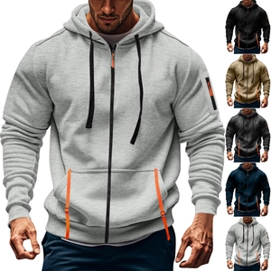 Giacca Sportiva da Uomo con Cappuccio in Misto Cotone Cardigan con Cerniera Felpa con Cappuccio Capispalla Multitasca Autunno Inverno