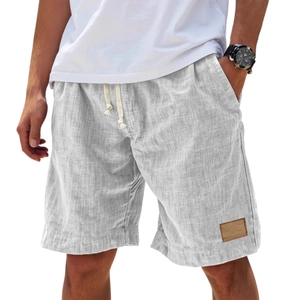 Men's Vintage Cotton Linen Shorts Casual Breathable Drawstring Waist Beach Shorts Solid Color Summer Bottoms For Men