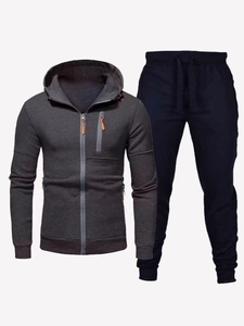 Herren Casual Sport Trainingsanzug Full Zip Kapuzen Sweatshirt Und Jogginghose Athletische Jogginganzug Outfits Mit Reißverschlusstaschen