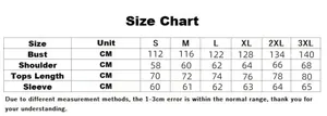 Detailed size chart for men's hooded zip jacket with S-3XL measurements in centimeters