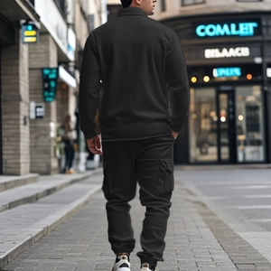 Détails de l'ensemble veste tactique en polaire pour homme et pantalon cargo de sport