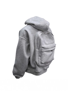Men Integrated Backpack Hoodie Streetwear Cotton Blend Zip Up Sweatshirt Techwear Outdoor Hooded Jacket For Men