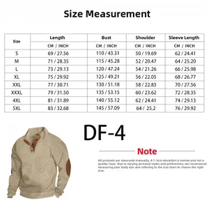 Größentabelle für Herren Henley-Sweatshirt mit Jacquard-Muster und Maßen von S bis 5XL
